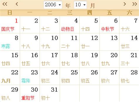 2006年农历